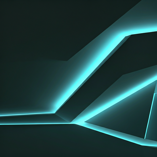 Architectural geometry with cyan lighting